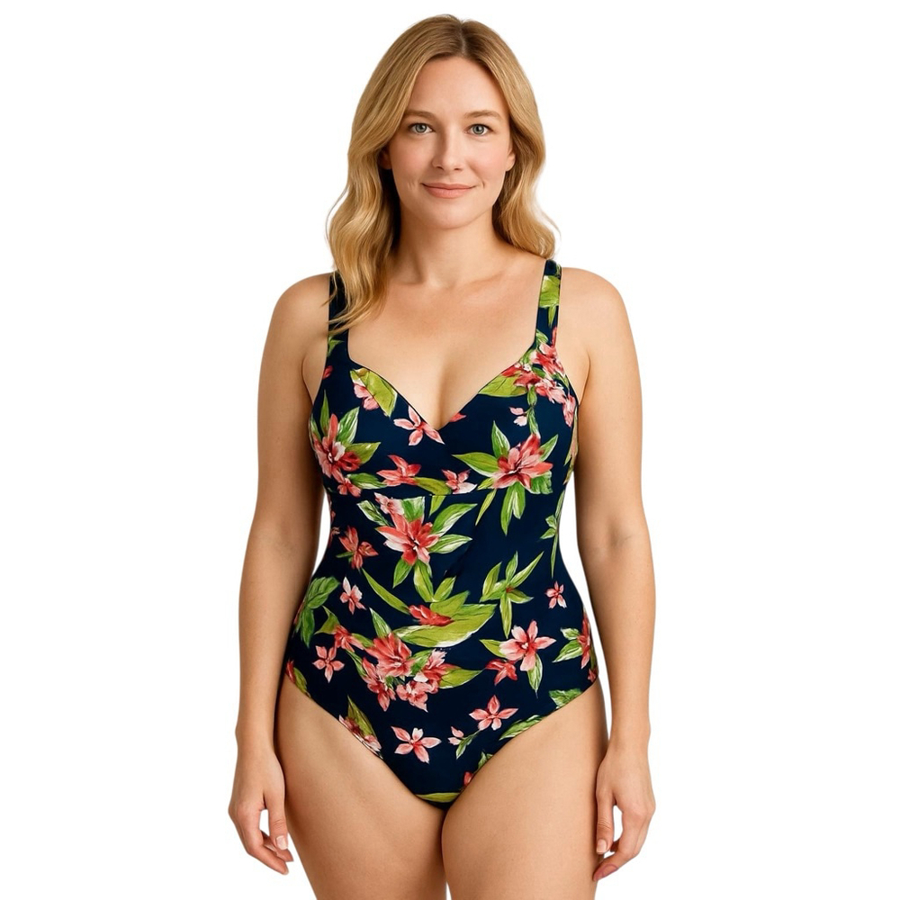 Alisha Levine Blue Tropical Floral One Piece Swimsuit 14